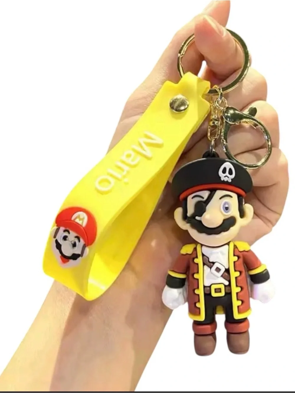 Super Mario Pirate Keychain Cute Yellow Silicone Bag Charm Pendant Gaming Gift